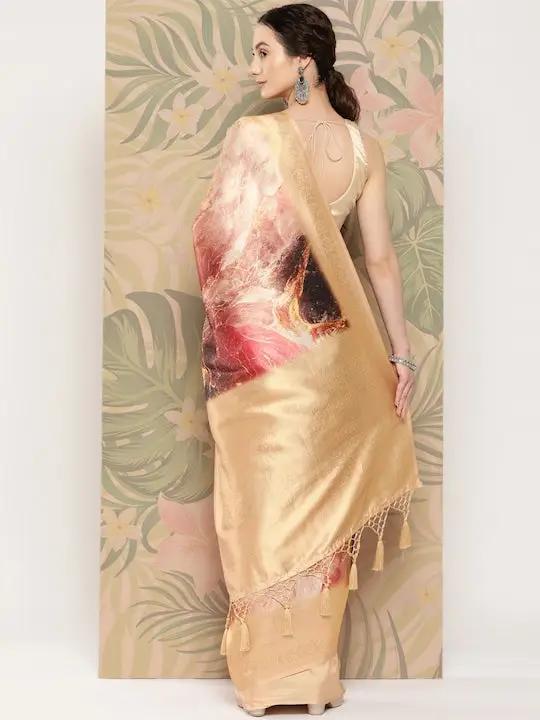 Banarasi soft silk sarees with intricate flower prints