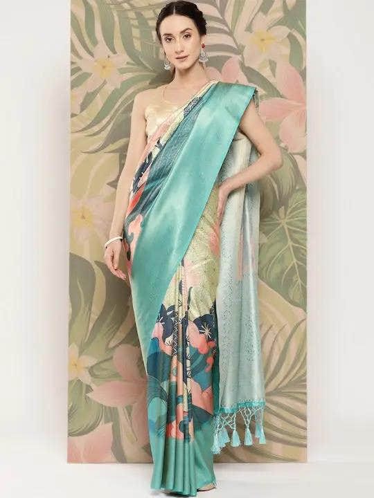 Banarasi Soft Silk Print Party Wear Saree