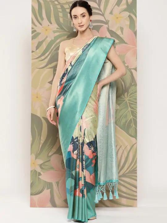  Banarasi soft silk sarees with intricate flower prints   collapse