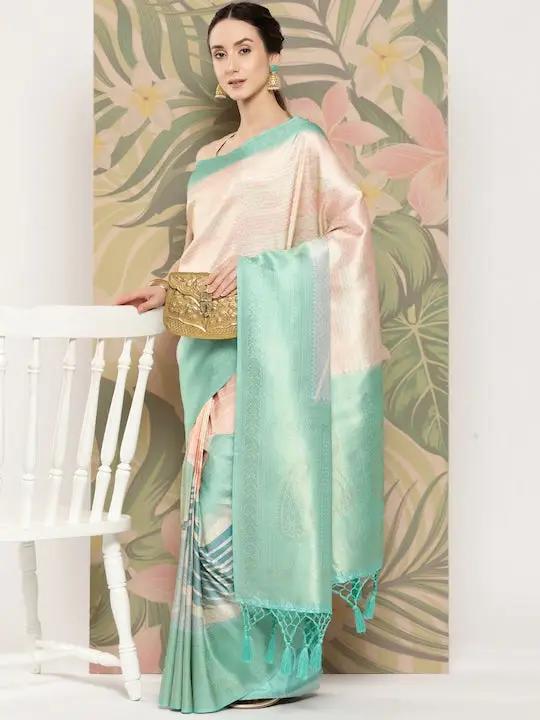 Banarasi soft silk sarees with intricate flower prints