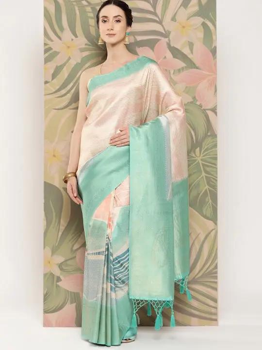 Banarasi soft silk sarees with intricate flower prints