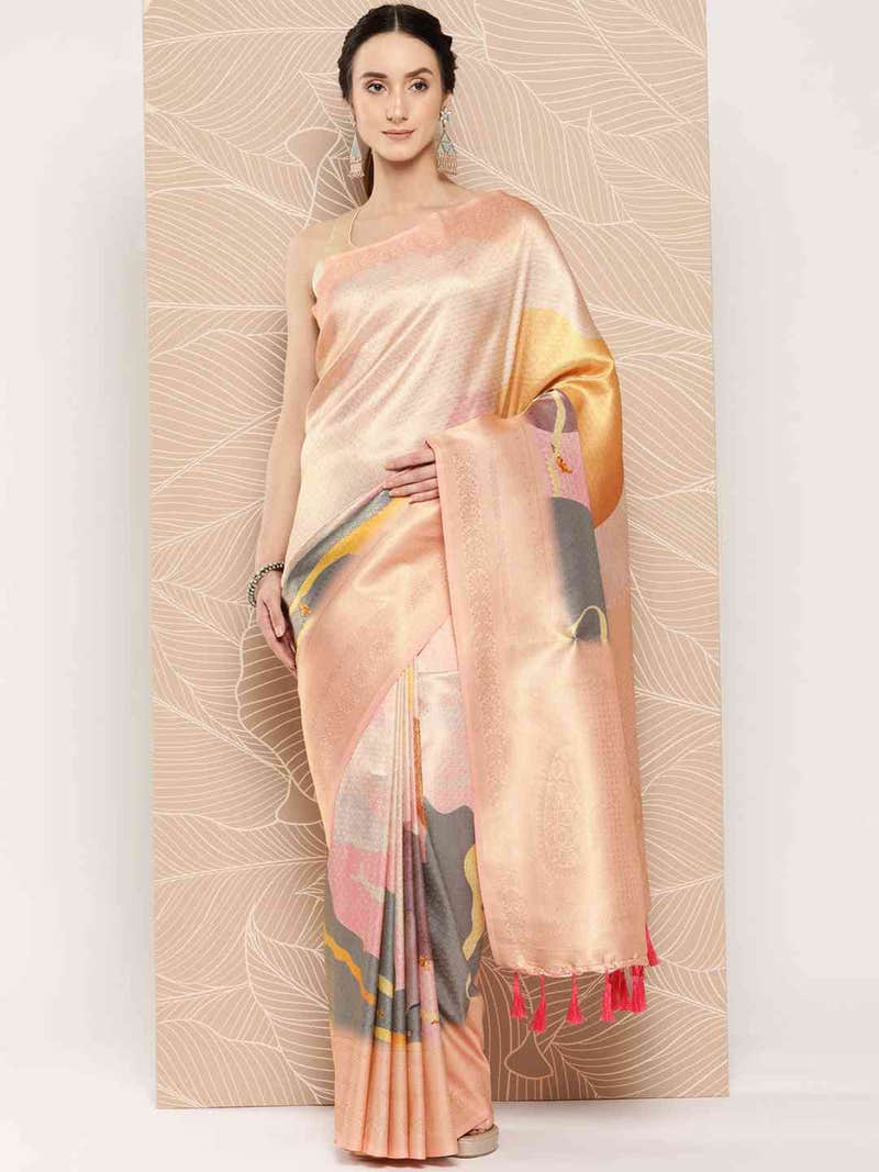 Banarasi Soft Silk Print Party Wear Saree