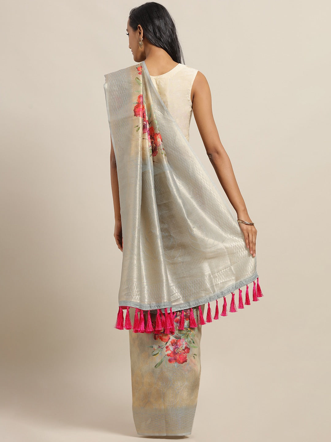  Cotton Slub Silk Saree with Zari Weaving 