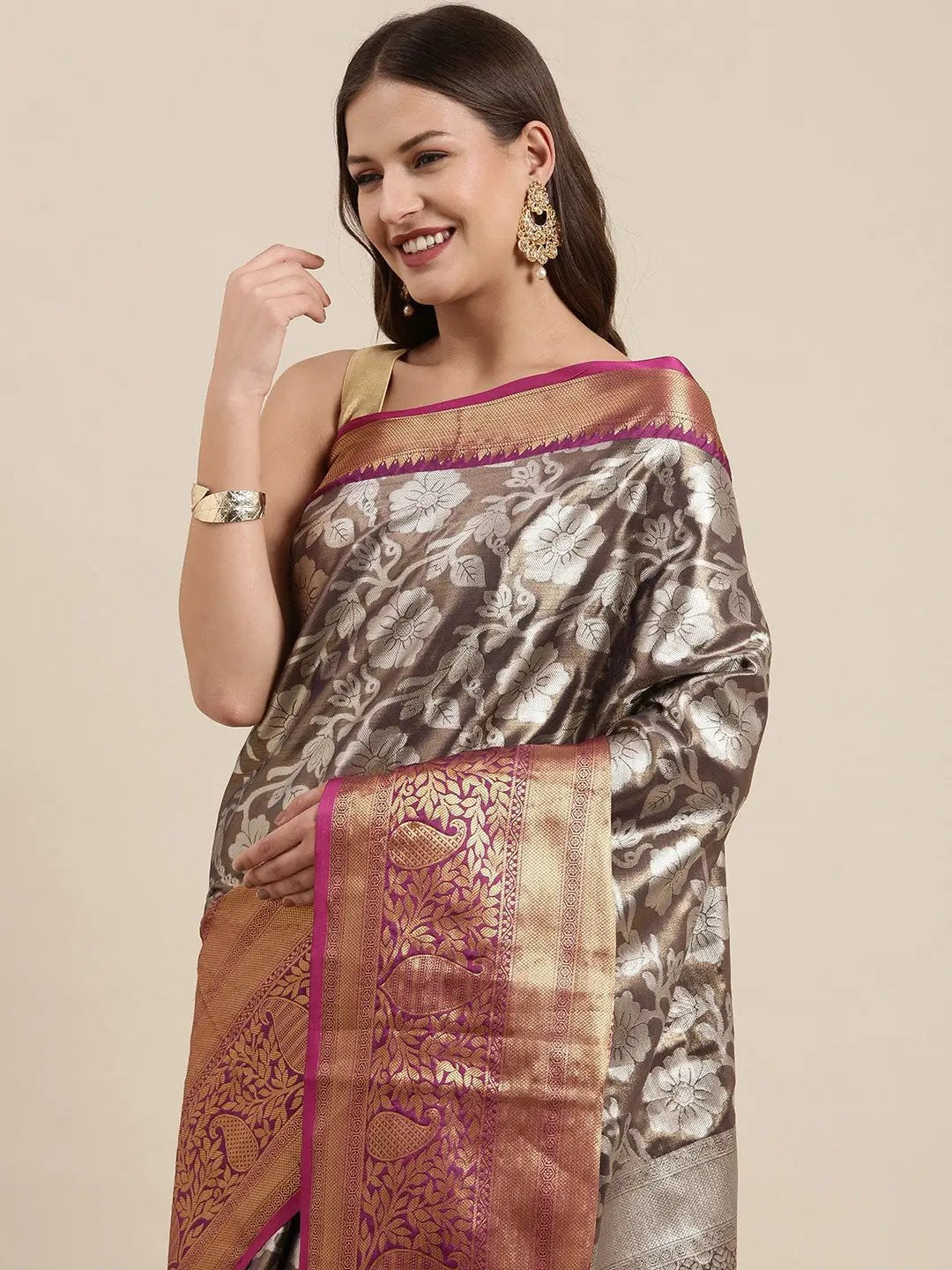 One Gram Gold Tissue Silk Saree With zari butti