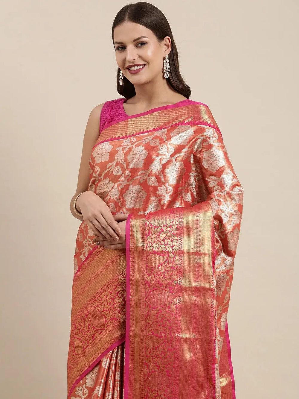 One Gram Gold Tissue Silk Saree With zari butti