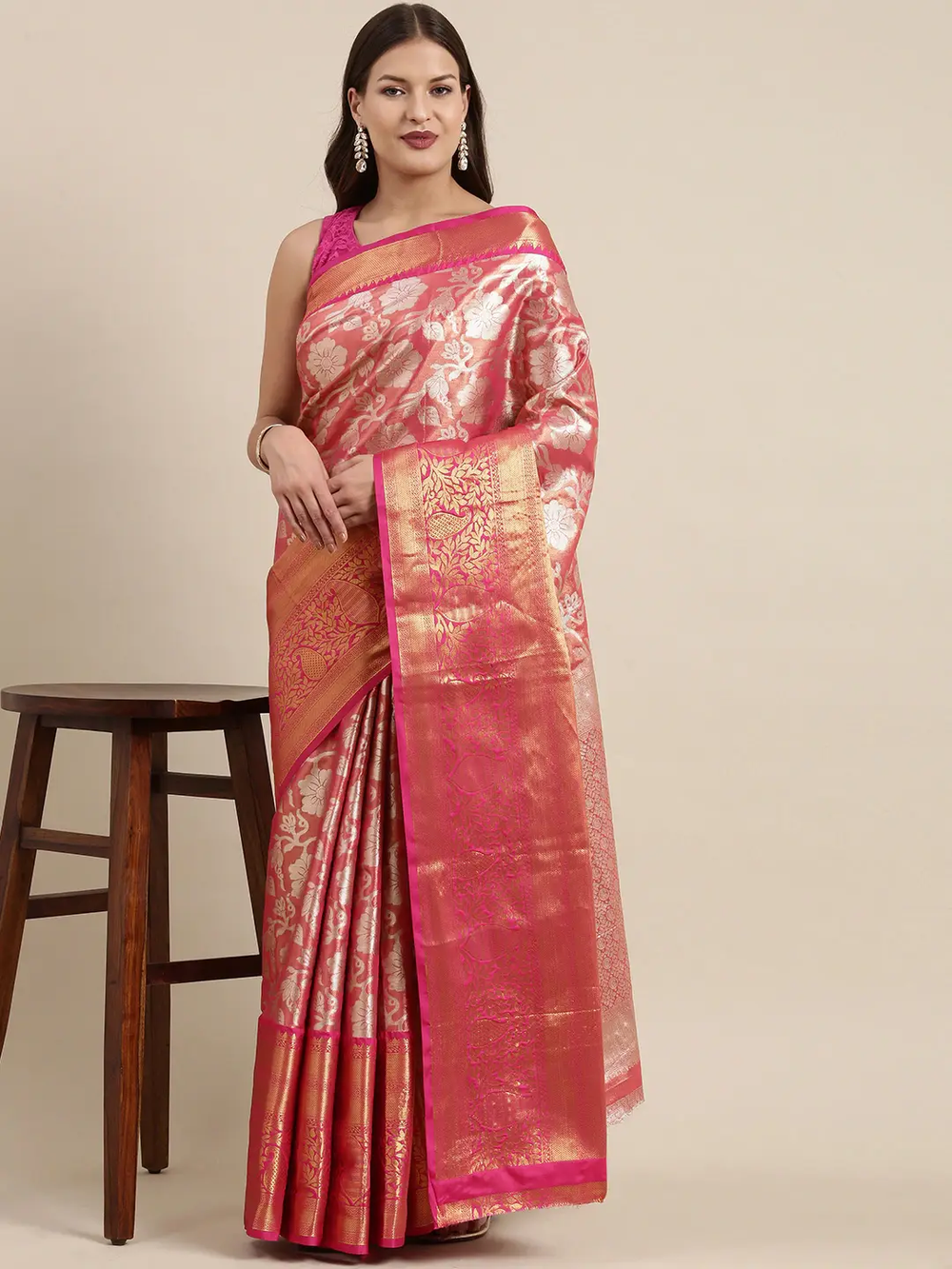 One Gram Gold Tissue Silk Saree With zari butti
