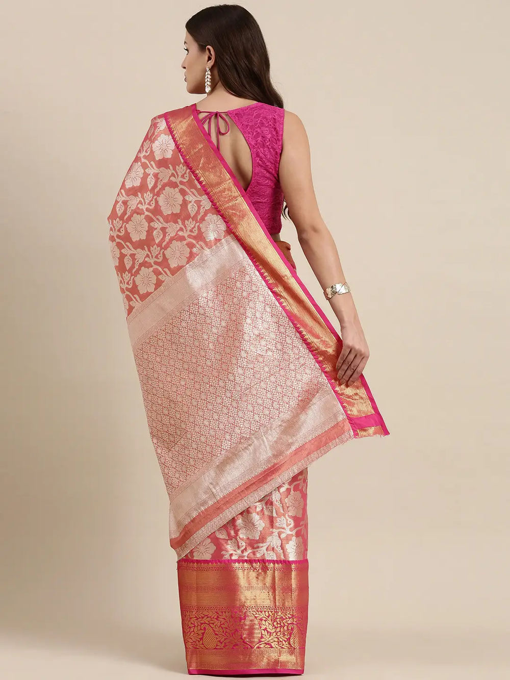 One Gram Gold Tissue Silk Saree With zari butti