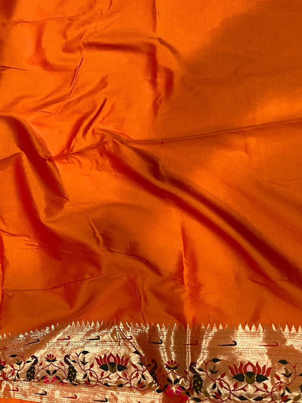 Orange Yevla Paithani Meenakari Saree


