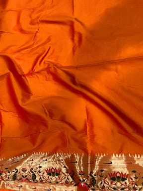 Orange Yevla Paithani Meenakari Saree

