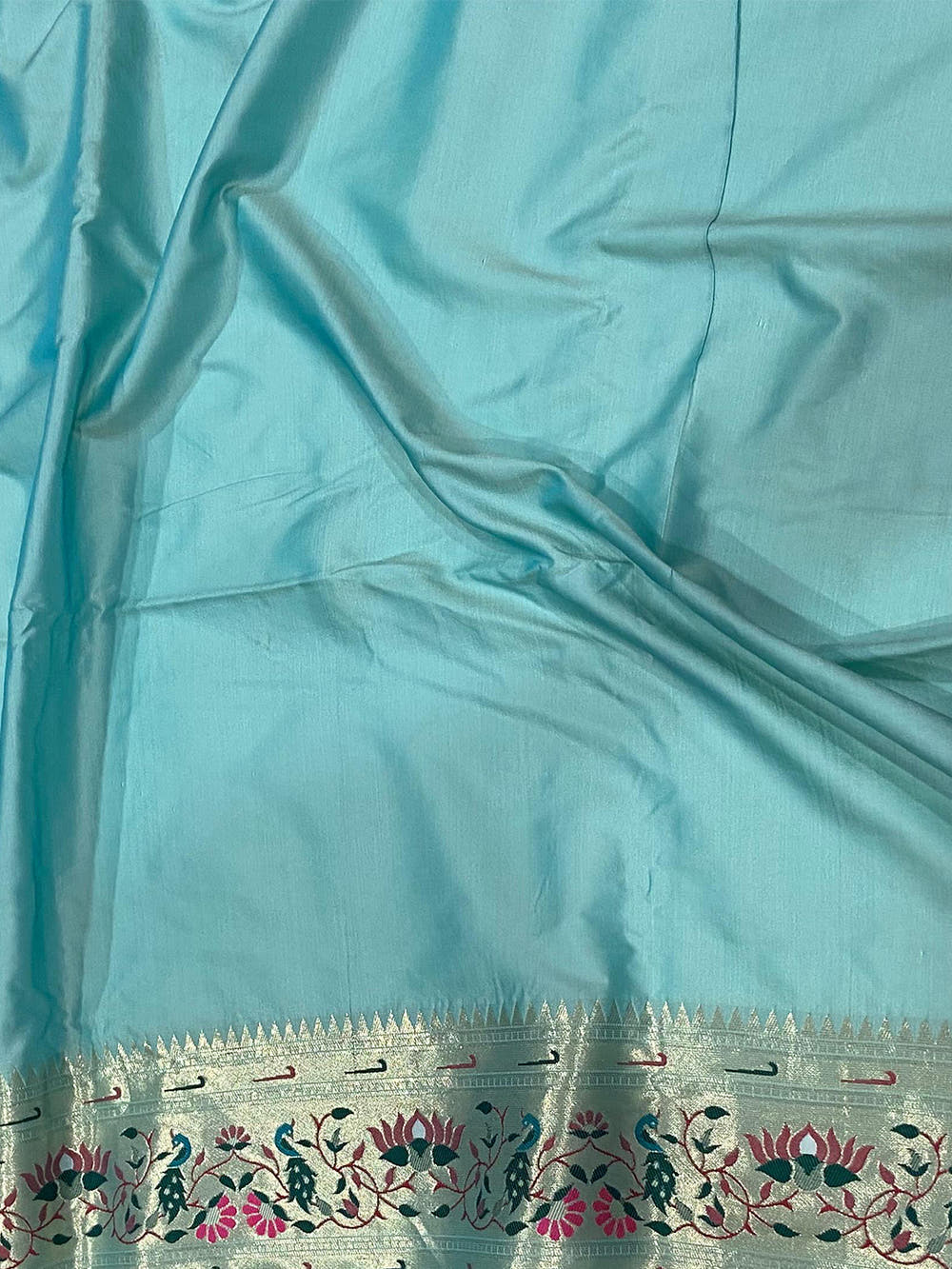 Sky Blue Yevla Paithani Meenakari Saree

