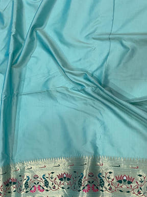 Sky Blue Yevla Paithani Meenakari Saree

