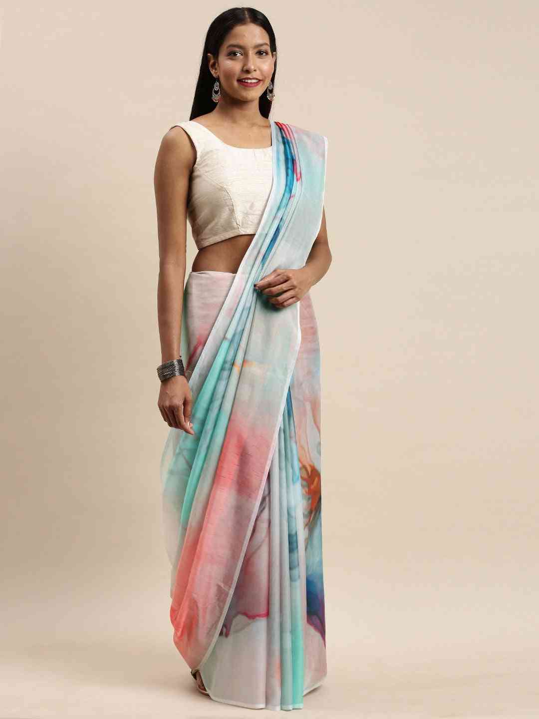 Vastranand Celebrity Abstract Silk Saree With Resham Tassel 