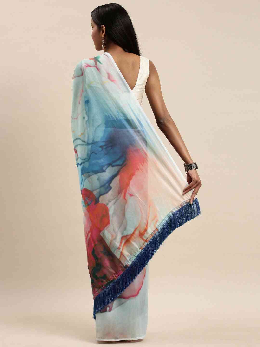 Vastranand Celebrity Abstract Silk Saree With Resham Tassel 