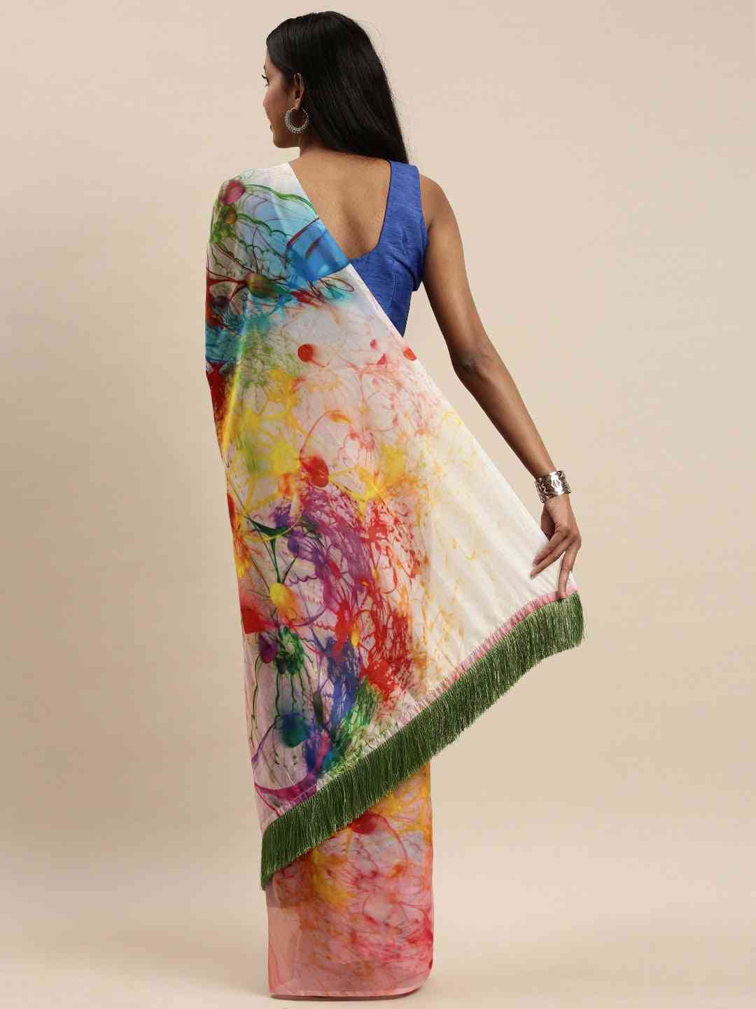 Vastranand Celebrity Abstract Silk Saree with Resham Tassel 