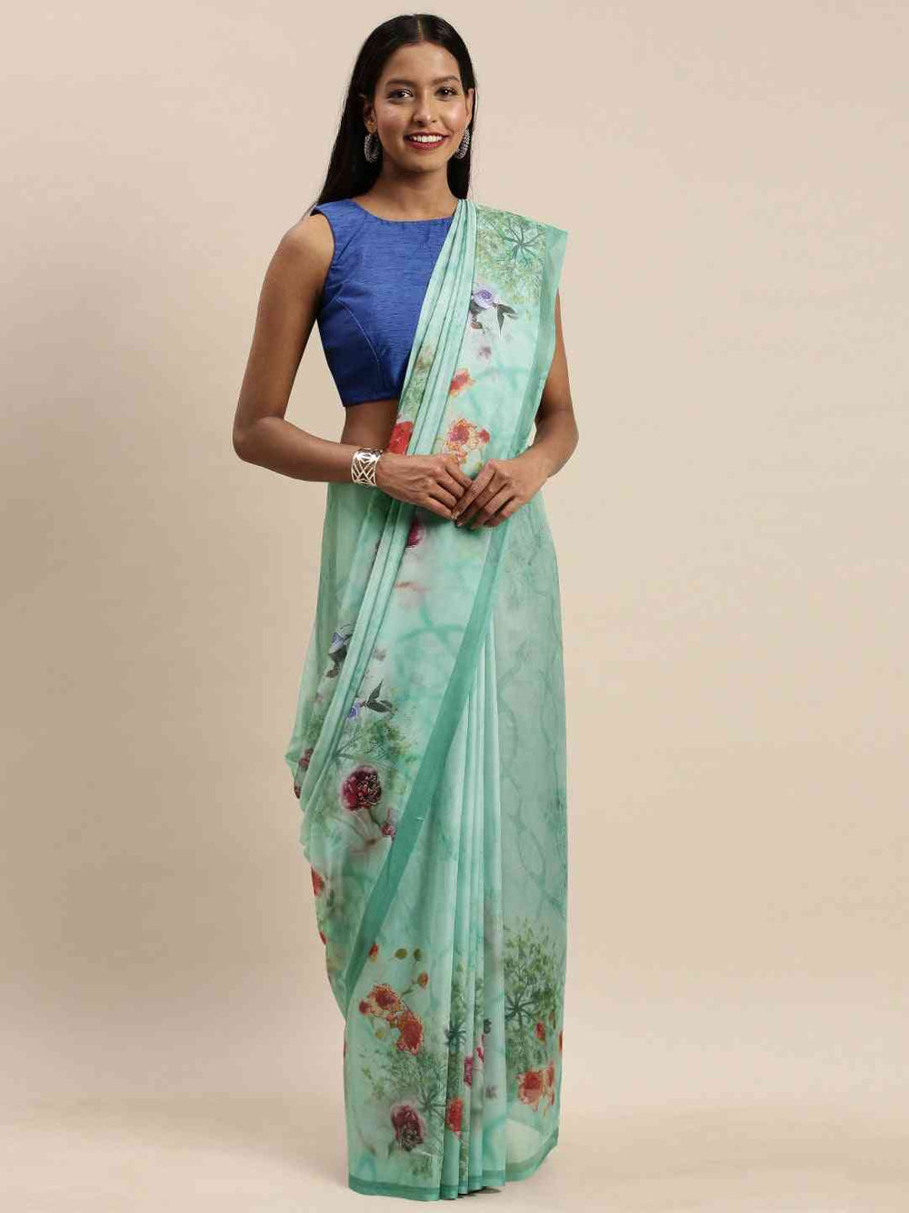 Buy At Vastranand Celebrity Floral Printed Silk Saree