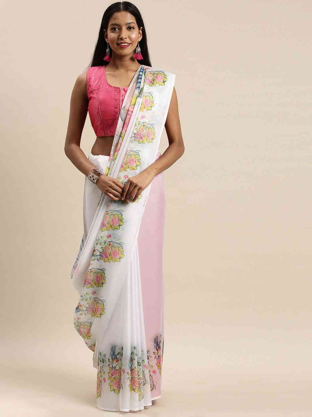 Vastranand Exclusive Celebrity Floral Printed Silk Saree 