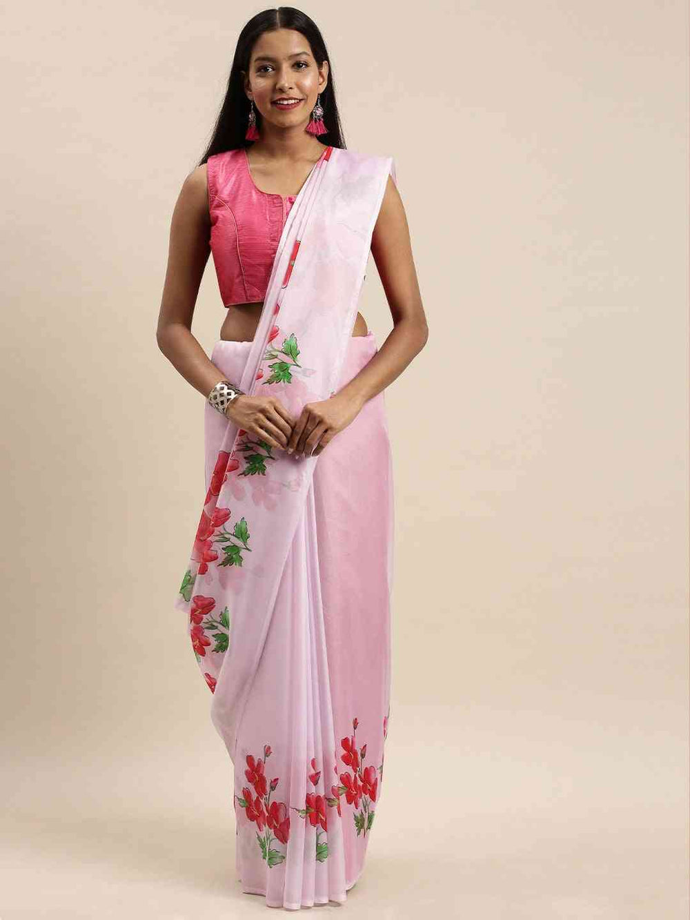 Vastranand Celebrity Floral Silk Saree with Resham Tassel 