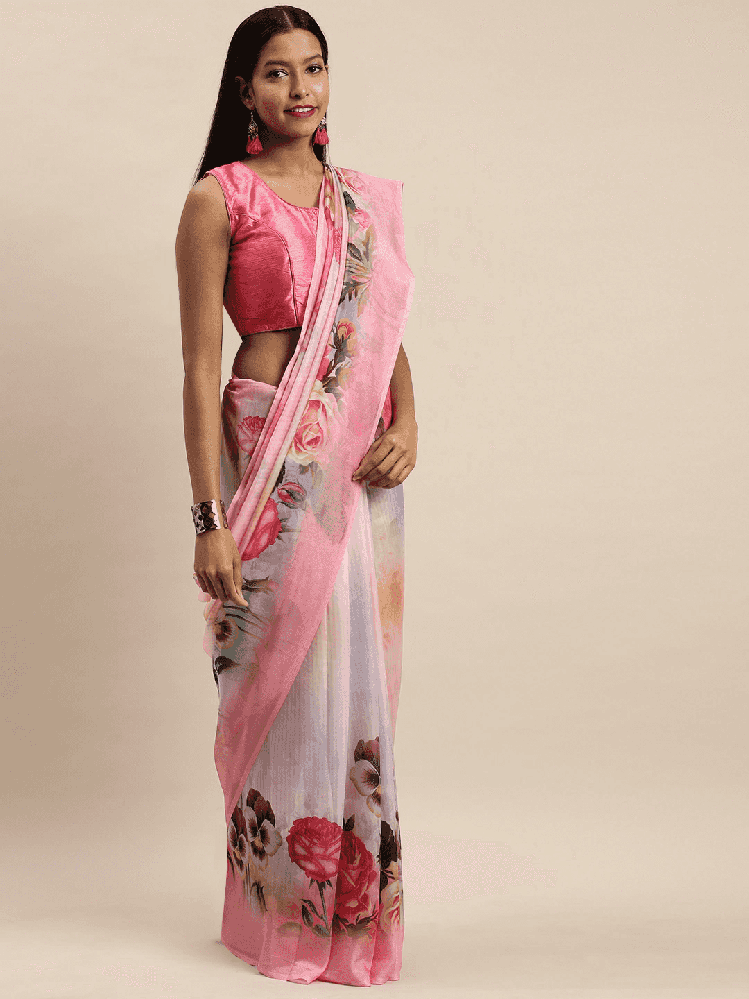 Buy At Vastranand Celebrity Floral Printed Silk Saree 