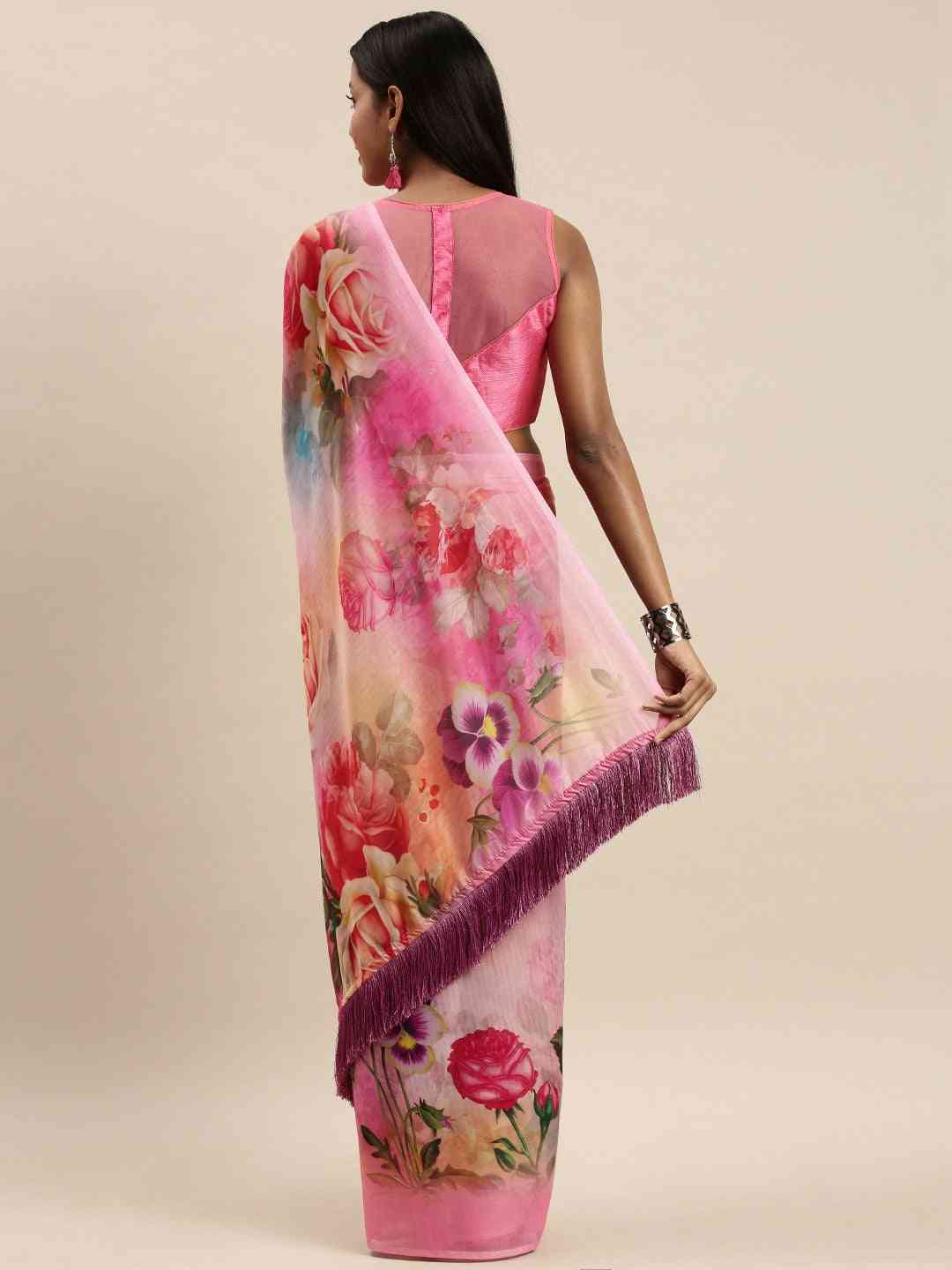 Buy At Vastranand Celebrity Floral Printed Silk Saree 