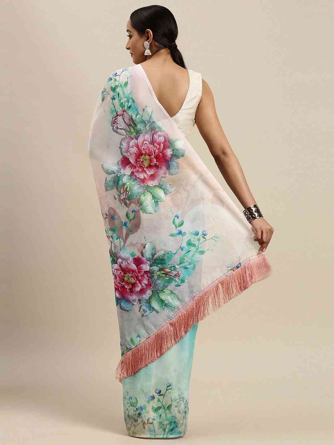 Buy At Vastranand Celebrity Floral Print Silk Saree 