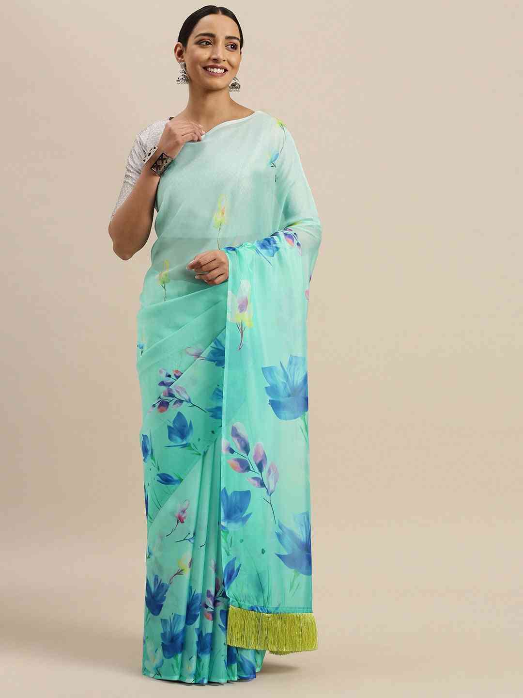 Buy At Vastranand Celebrity Floral Printed Silk Saree 