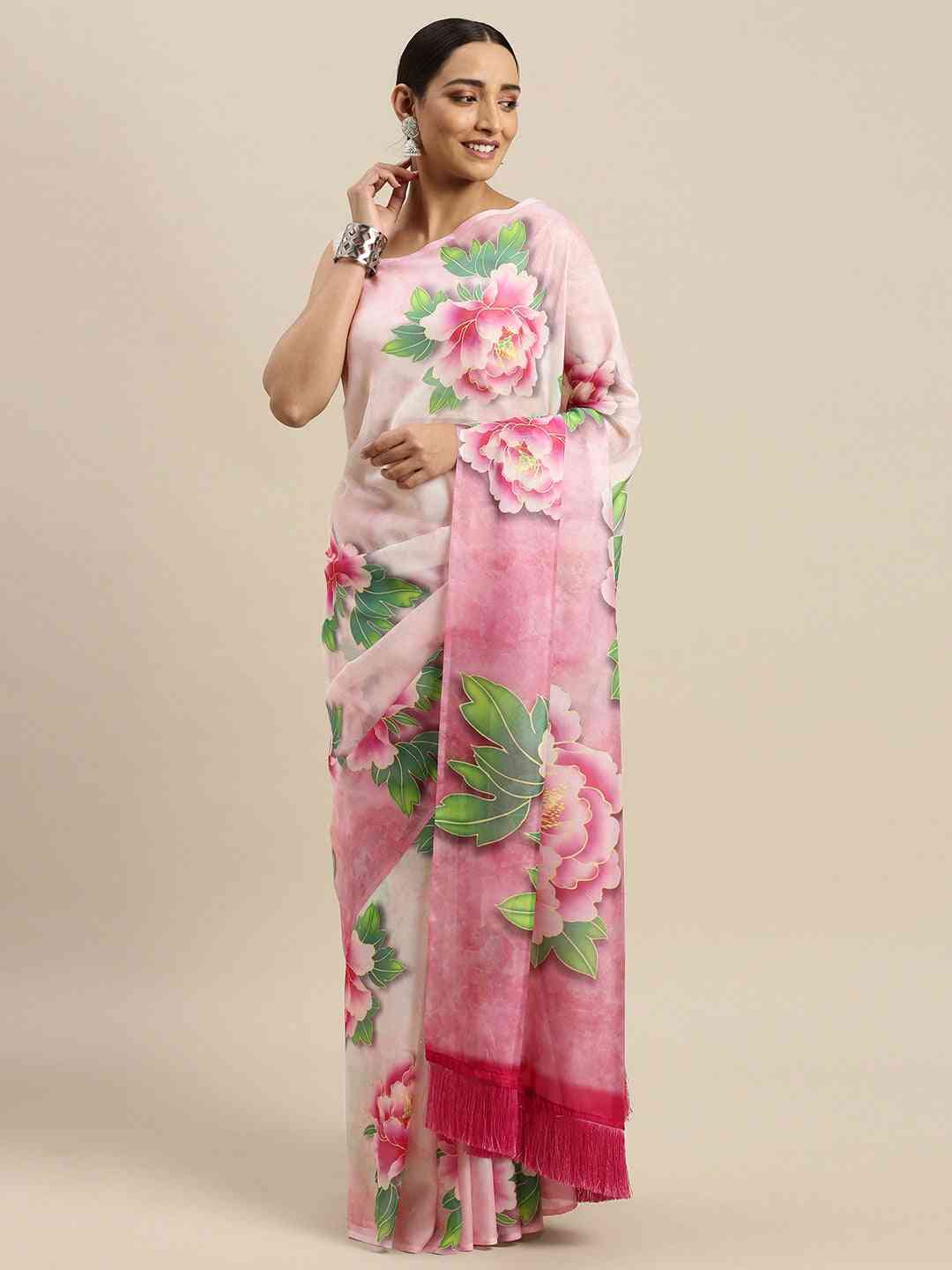 Buy At Vastranand Celebrity Floral Printed Silk Saree 