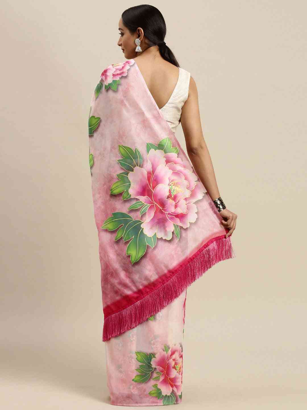 Buy At Vastranand Celebrity Floral Printed Silk Saree 