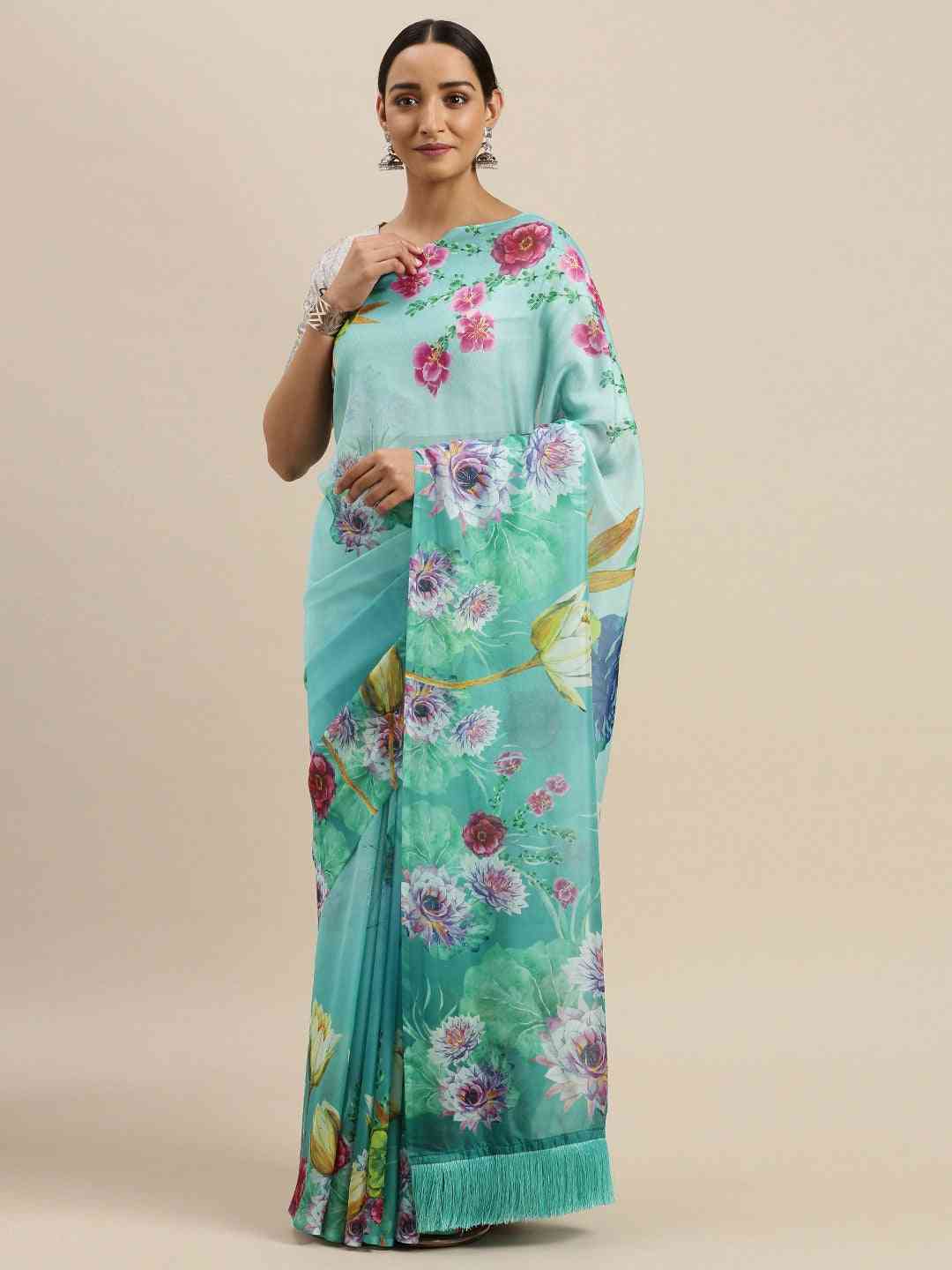 Vastranand Exclusive Celebrity Floral Printed Silk Saree 