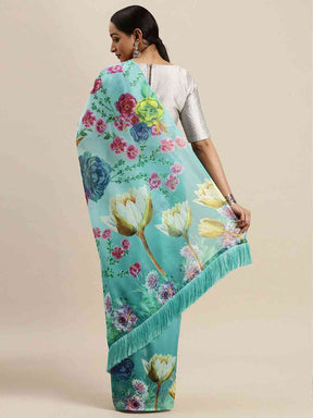 Vastranand Exclusive Celebrity Floral Printed Silk Saree 