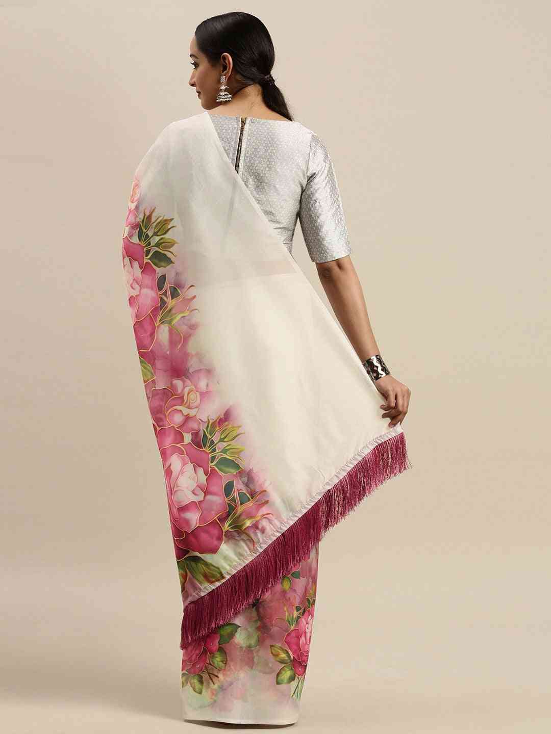Buy At Vastranand Celebrity Floral Printed Silk Saree 