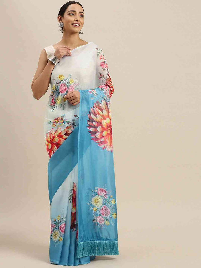 Vastranand Celebrity Floral Silk Saree with Resham Tassel 