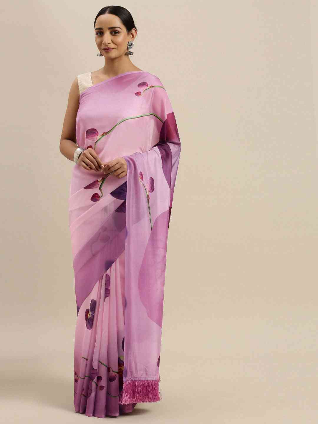 Buy At Vastranand Celebrity Floral Printed Silk Saree