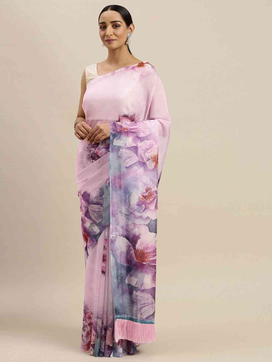 Buy At Vastranand's Celebrity Floral Printed Silk Saree