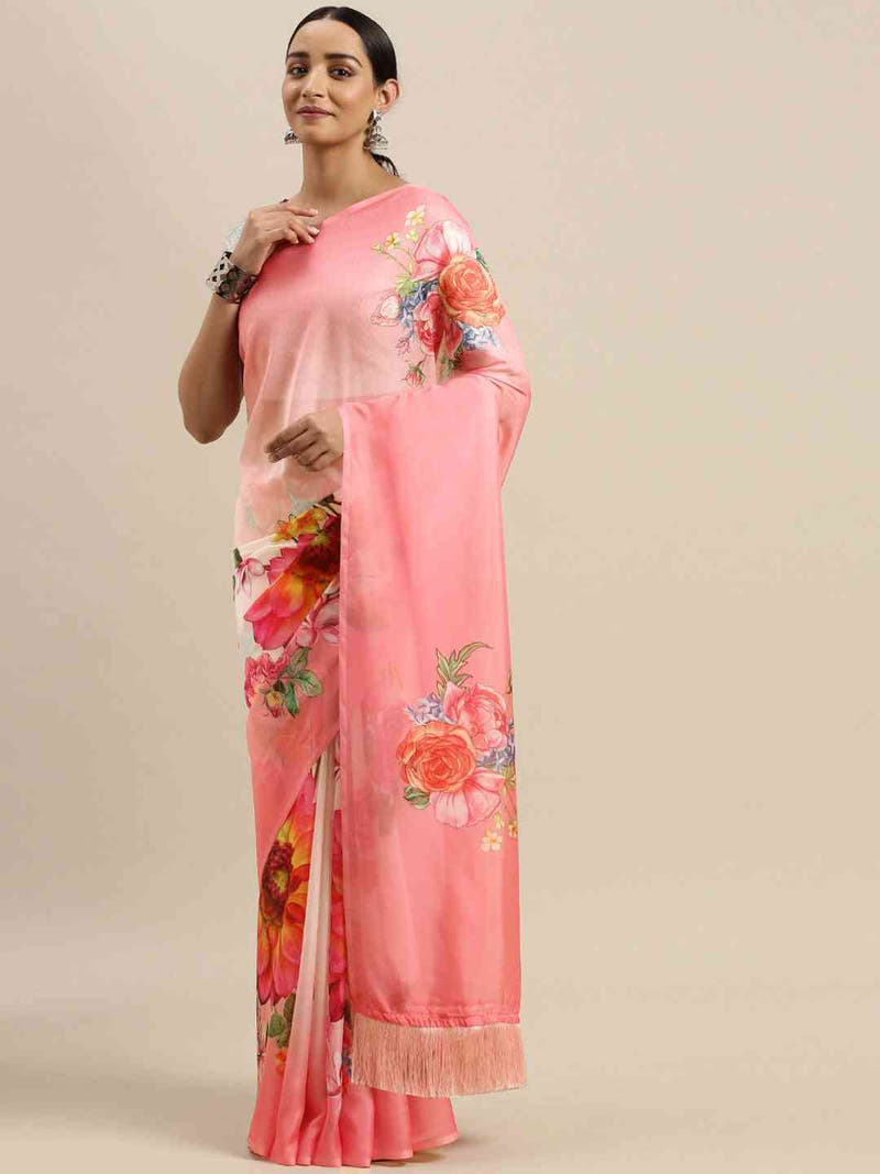 Exclusive Celebrity Floral Printed Silk Saree