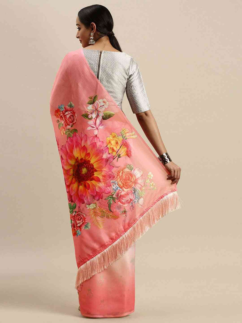 Exclusive Celebrity Floral Printed Silk Saree