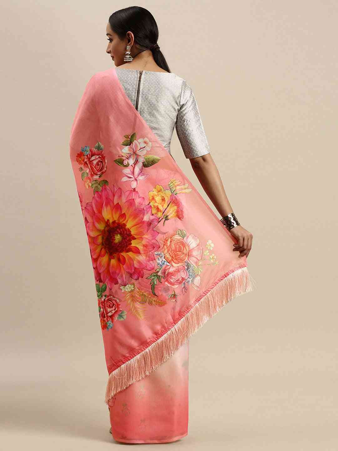 Exclusive Celebrity Floral Printed Silk Saree