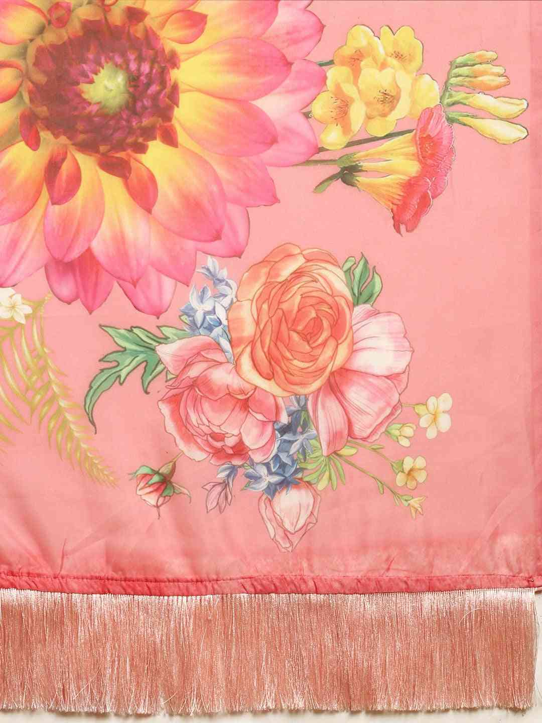 Exclusive Celebrity Floral Printed Silk Saree