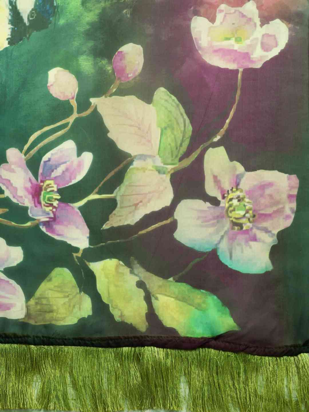 Stylish Celebrity Floral Print Silk Saree With Resham Tassel