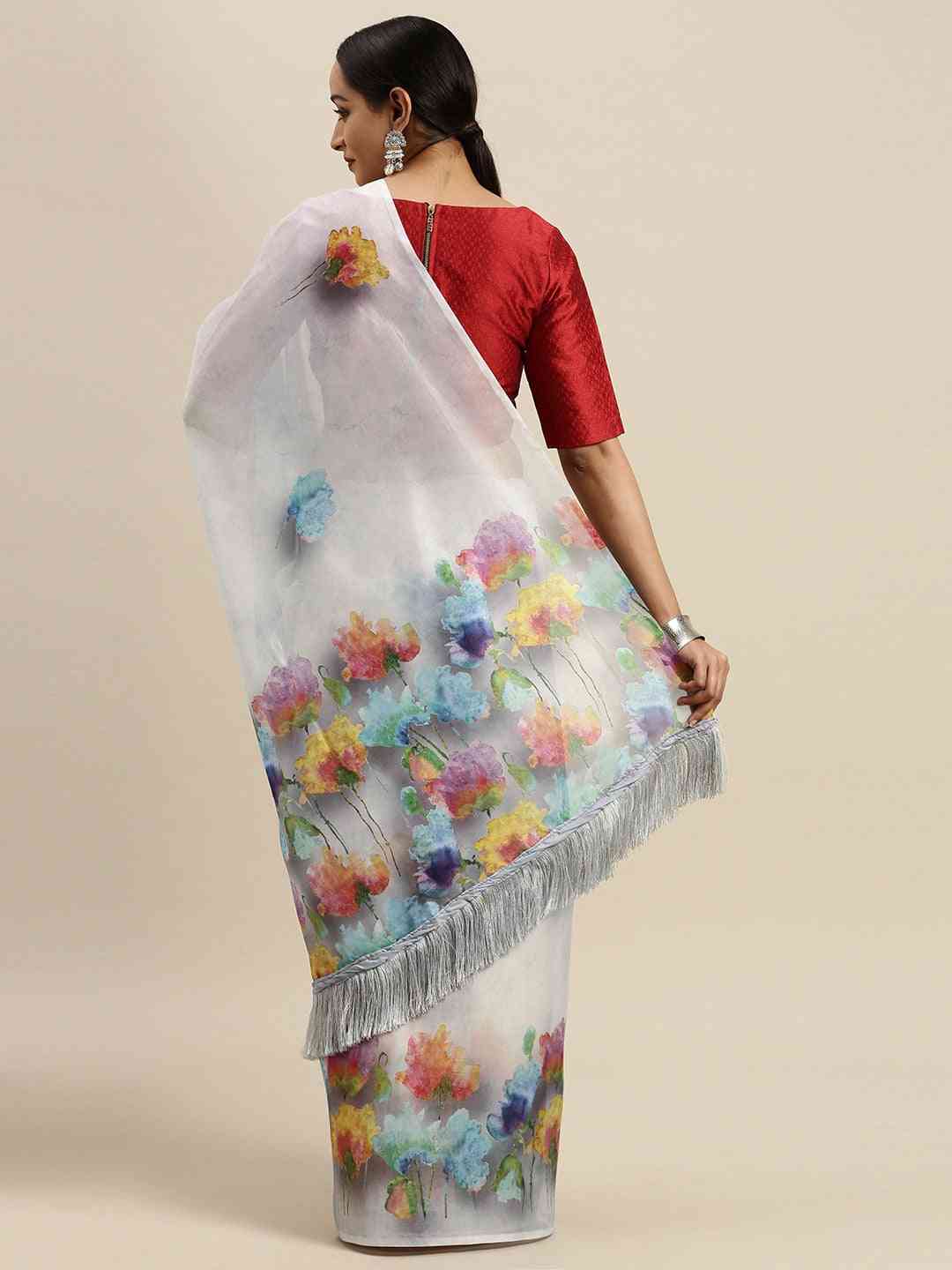 Celebrity Floral Printed Silk Saree