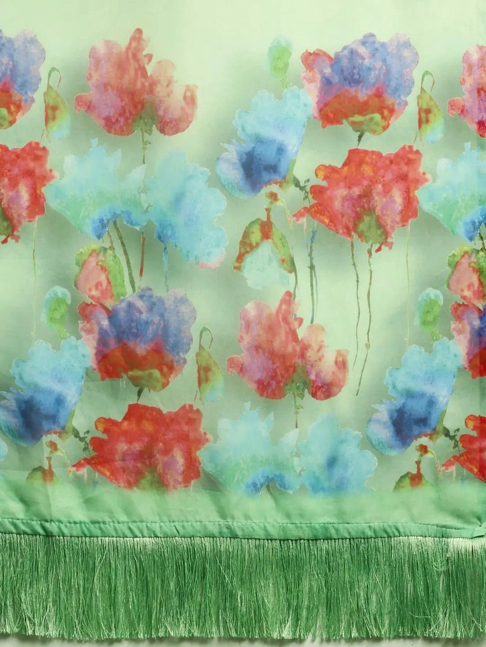 Latest Celebrity Floral Print Silk Saree with Resham Tassel