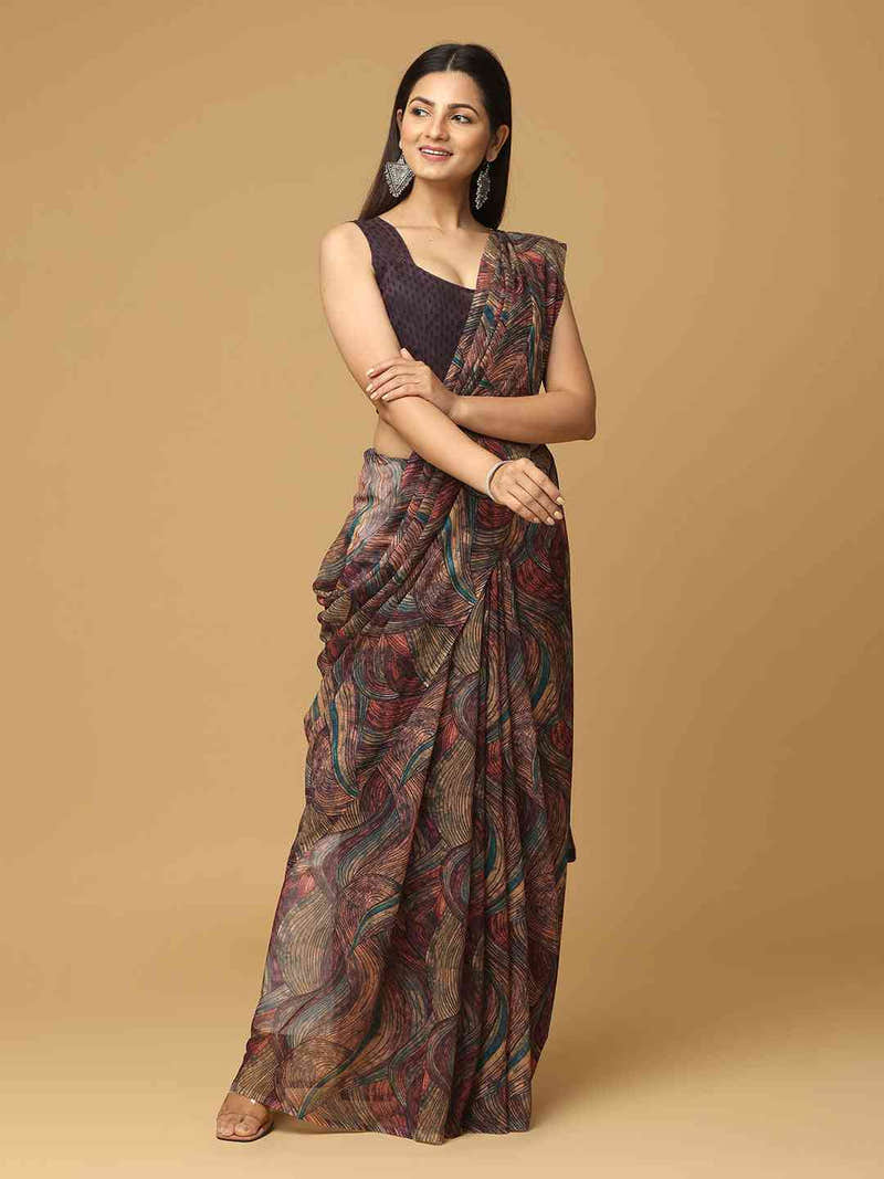 Geometric Soft Georgette Digital Print Party Wear Saree