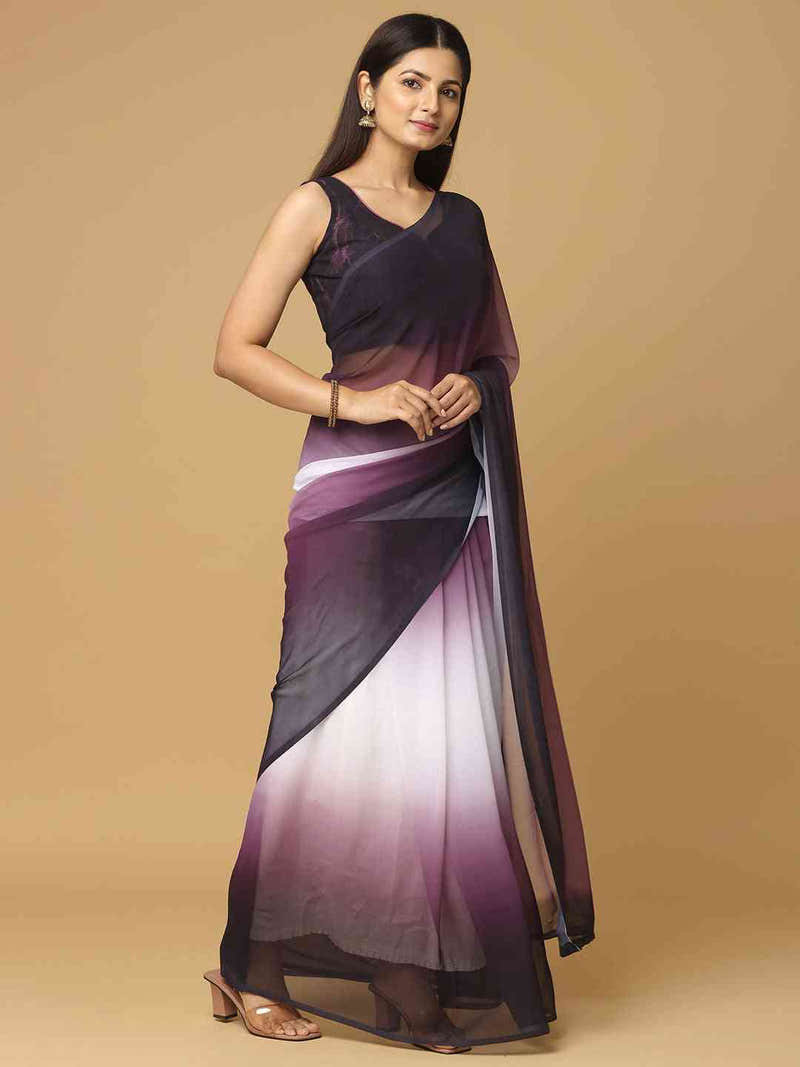 Ombre Soft Georgette Printed Party Wear Saree