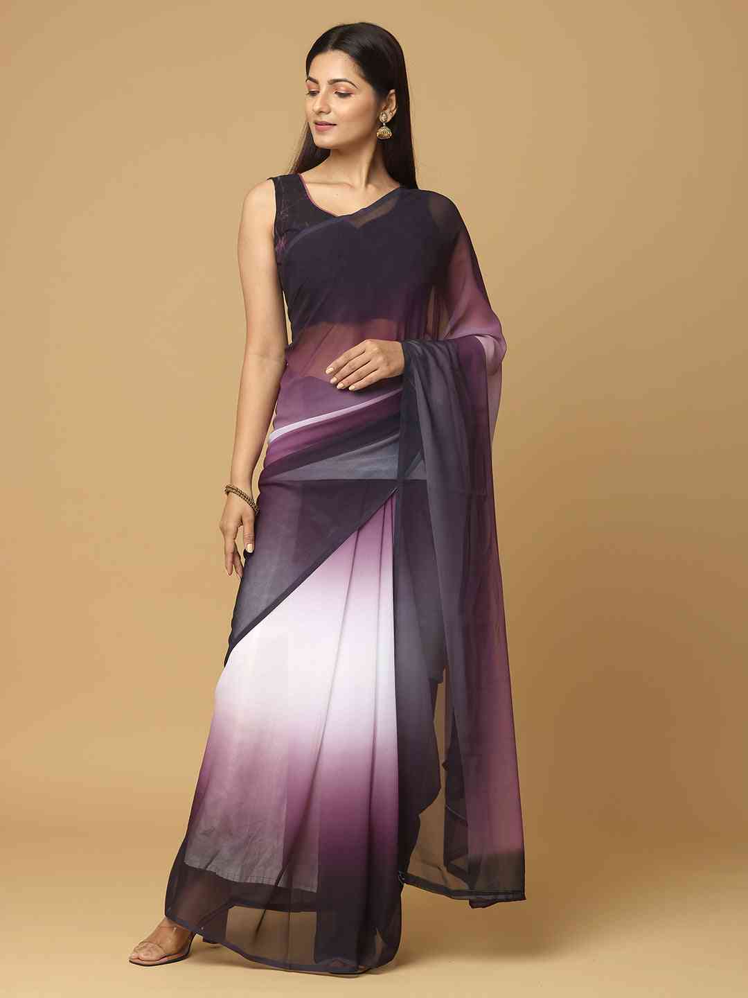 Ombre Soft Georgette Digital Print Party Wear Saree