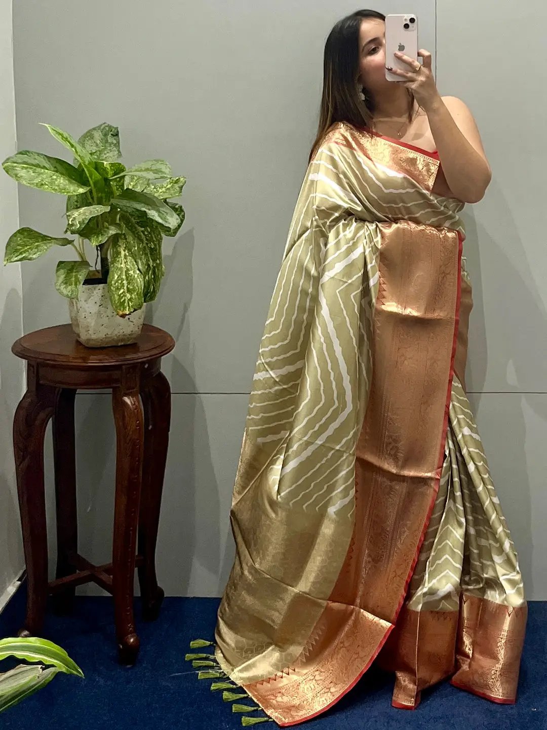 Stylish Leheriya Design Saree with Kanchi Zari Border