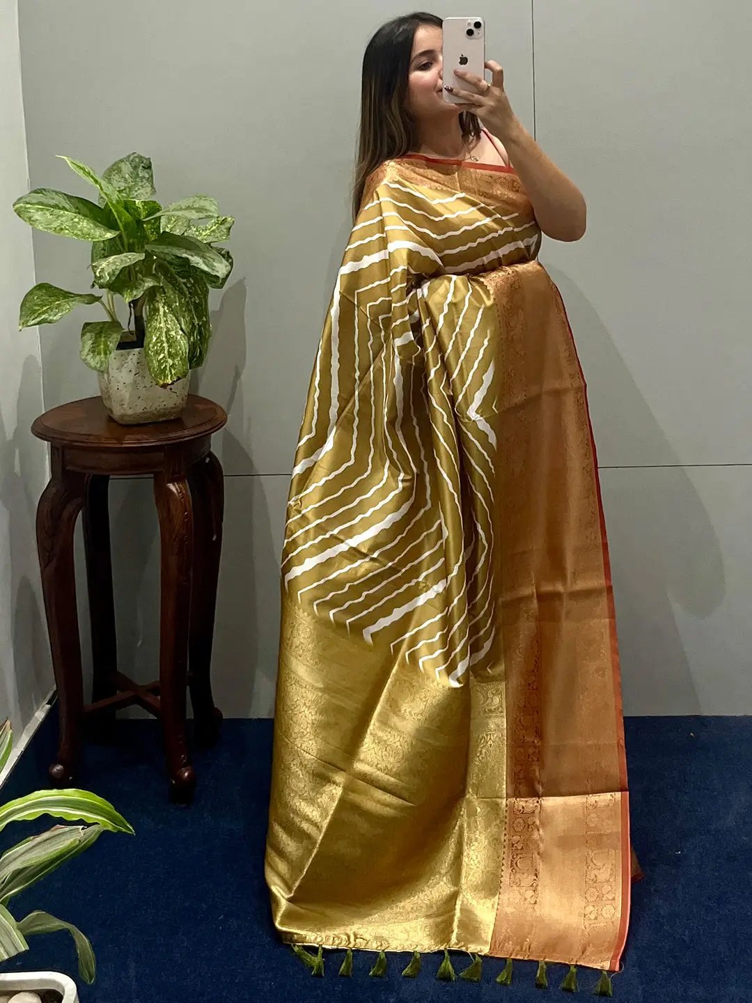 Exclusive Kanchi Zari Border Lehria Saree
