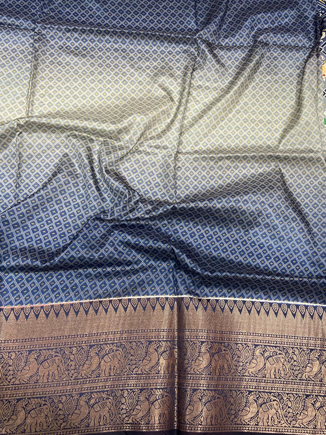 Ombre Navy Soft Silk Patola Print Saree

