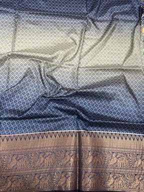 Ombre Navy Soft Silk Patola Print Saree

