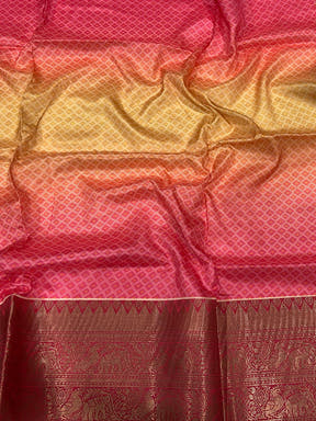 Ombre Peach Soft Silk Patola Print Saree

