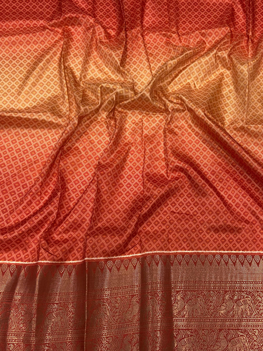 Ombre Red Soft Silk Patola Print Saree

