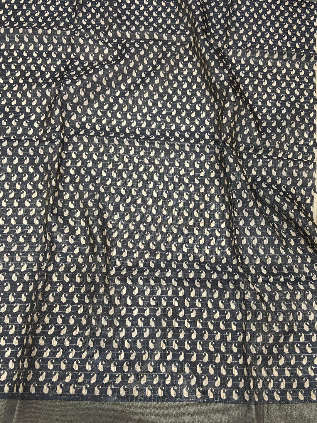 White Ikkat Zigzag Saree

